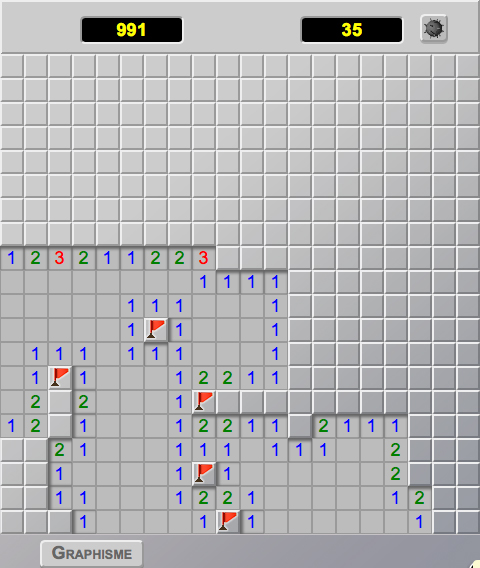 Jeu Démineur de Cliquojeux Image représentant le jeu Démineur